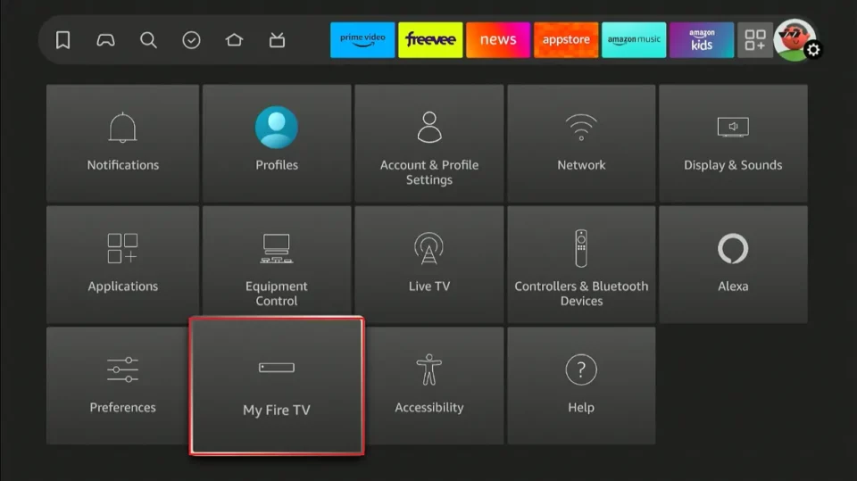 select my fire tv option on firestick