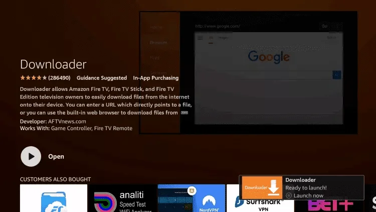 open the downloader app on firestick